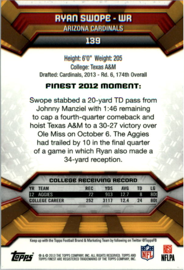 2013 Finest Football (Pick Card From List) C148 09-24