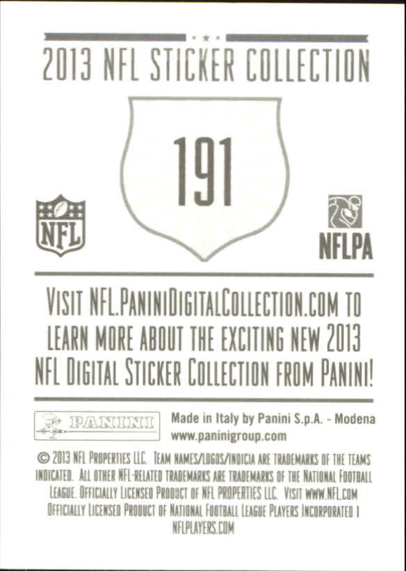 2013 Panini Stickers #191 Alex Smith FOIL back image