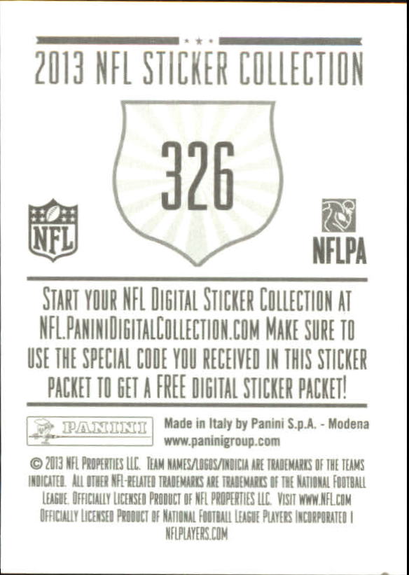 A8234- 2013 Panini Stickers Football Cards 250-488 -You Pick- 15+ FREE US SHIP - Picture 149 of 461