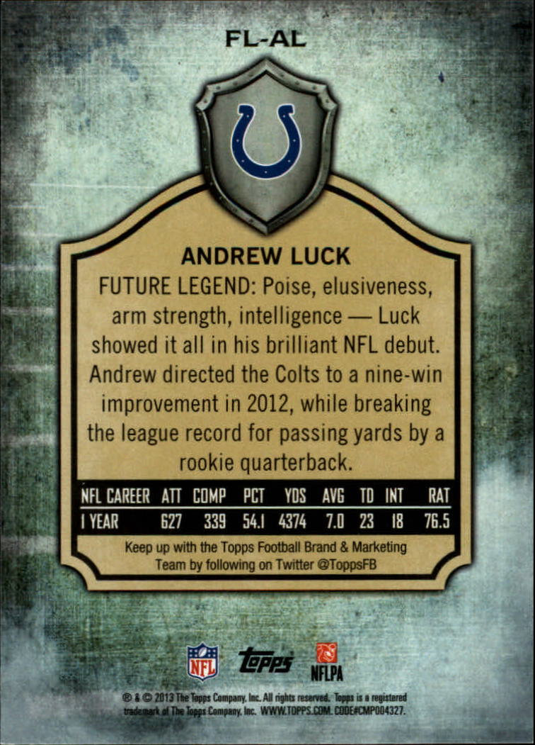 2013 Topps Future Legends #FLAL Andrew Luck back image