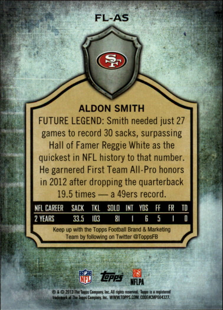 2013 Topps Future Legends #FLAS Aldon Smith back image
