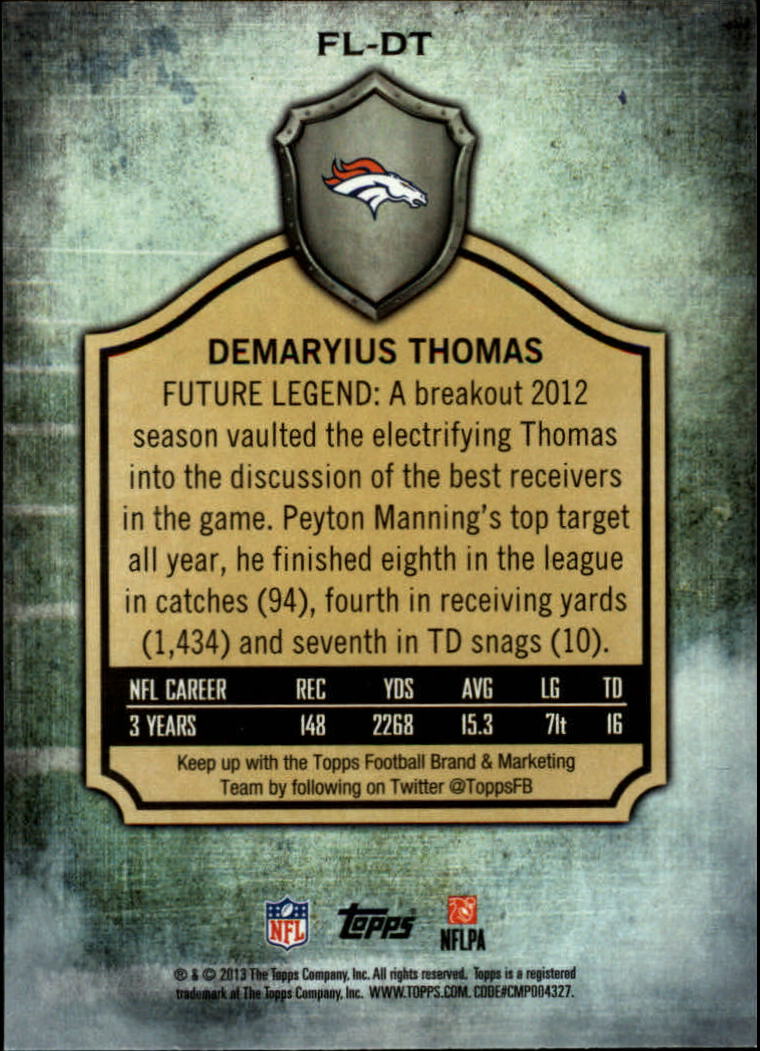 2013 Topps Future Legends #FLDT Demaryius Thomas back image