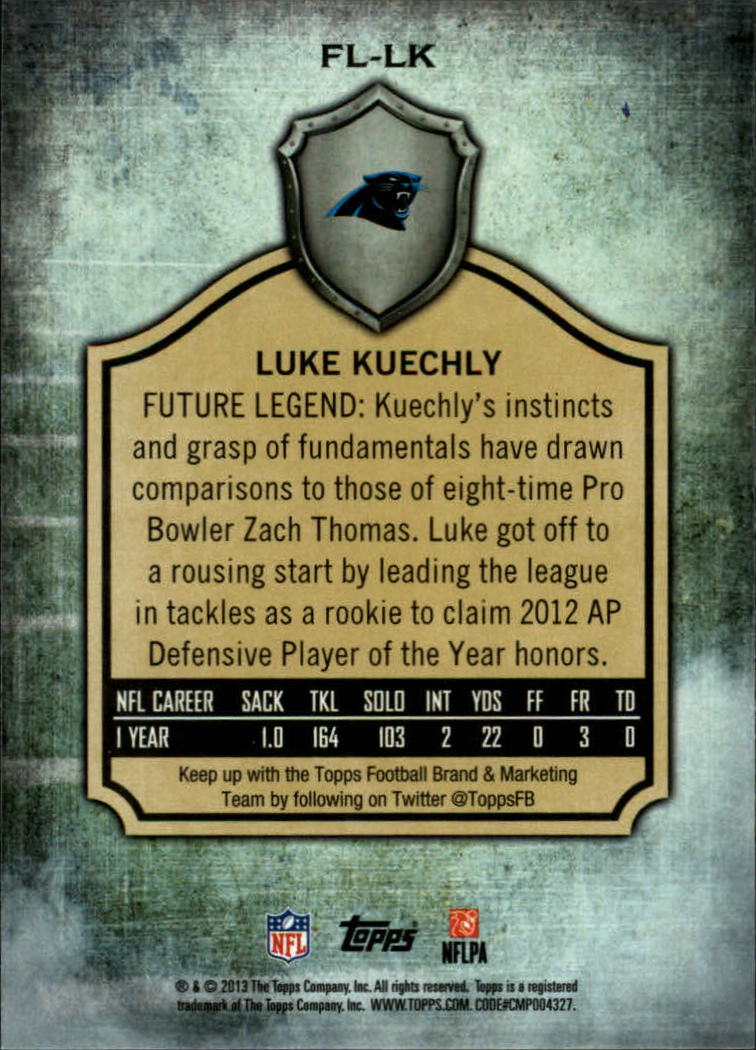2013 Topps Future Legends #FLLK Luke Kuechly back image