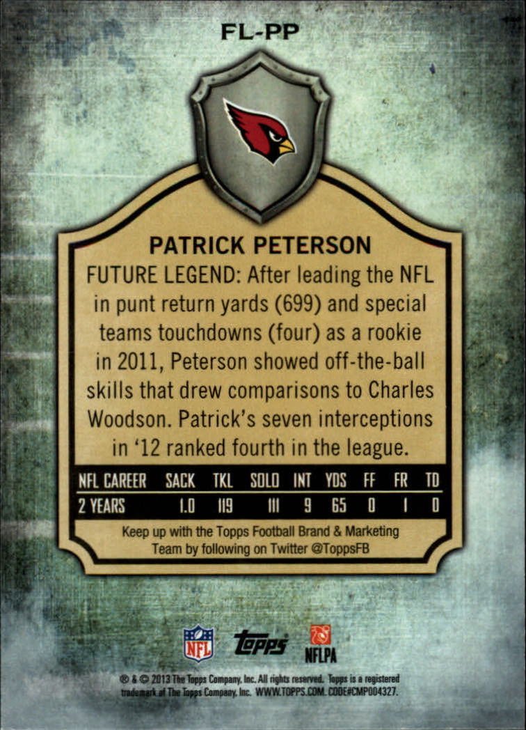 2013 Topps Future Legends #FLPP Patrick Peterson back image