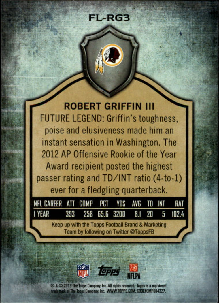 2013 Topps Future Legends #FLRG3 Robert Griffin III back image
