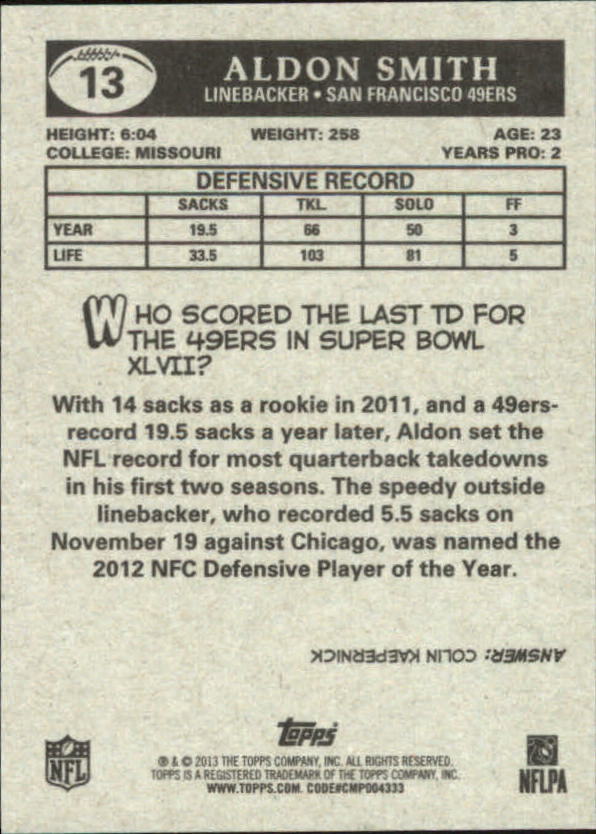 A1479- 2013 Topps Football Assorted Insert Cards -You Pick- 15+ FREE US SHIP - Picture 89 of 252