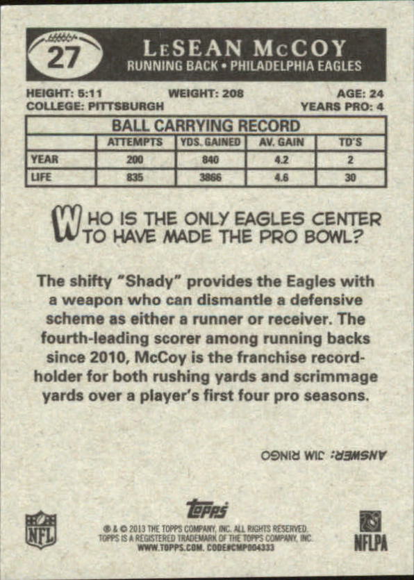 A1479- 2013 Topps Football Assorted Insert Cards -You Pick- 15+ FREE US SHIP - Picture 200 of 252