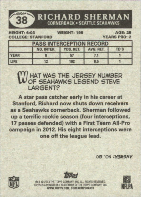 A1479- 2013 Topps Football Assorted Insert Cards -You Pick- 15+ FREE US SHIP - Picture 162 of 252