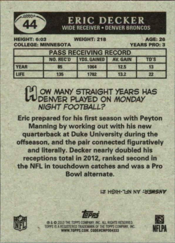 A1479- 2013 Topps Football Assorted Insert Cards -You Pick- 15+ FREE US SHIP - Picture 99 of 252