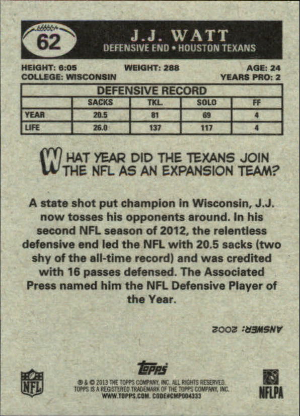 A1479- 2013 Topps Football Assorted Insert Cards -You Pick- 15+ FREE US SHIP - Picture 172 of 252