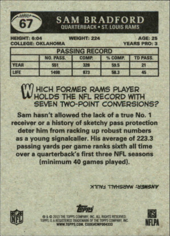 A1479- 2013 Topps Football Assorted Insert Cards -You Pick- 15+ FREE US SHIP - Picture 107 of 252