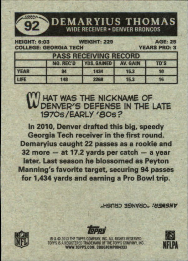 A1479- 2013 Topps Football Assorted Insert Cards -You Pick- 15+ FREE US SHIP - Picture 208 of 252