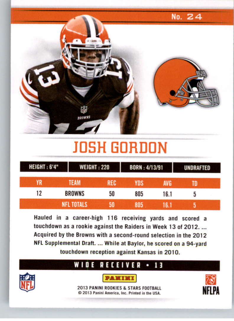 2013 Rookies and Stars #24 Josh Gordon back image