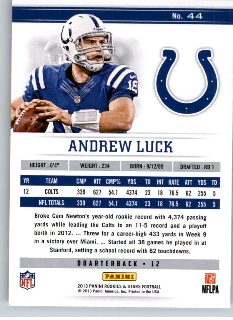2013 Rookies and Stars #44 Andrew Luck back image