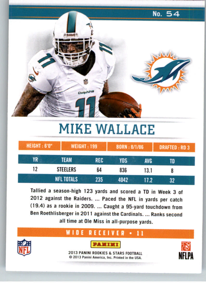 2013 Rookies and Stars #54 Mike Wallace back image