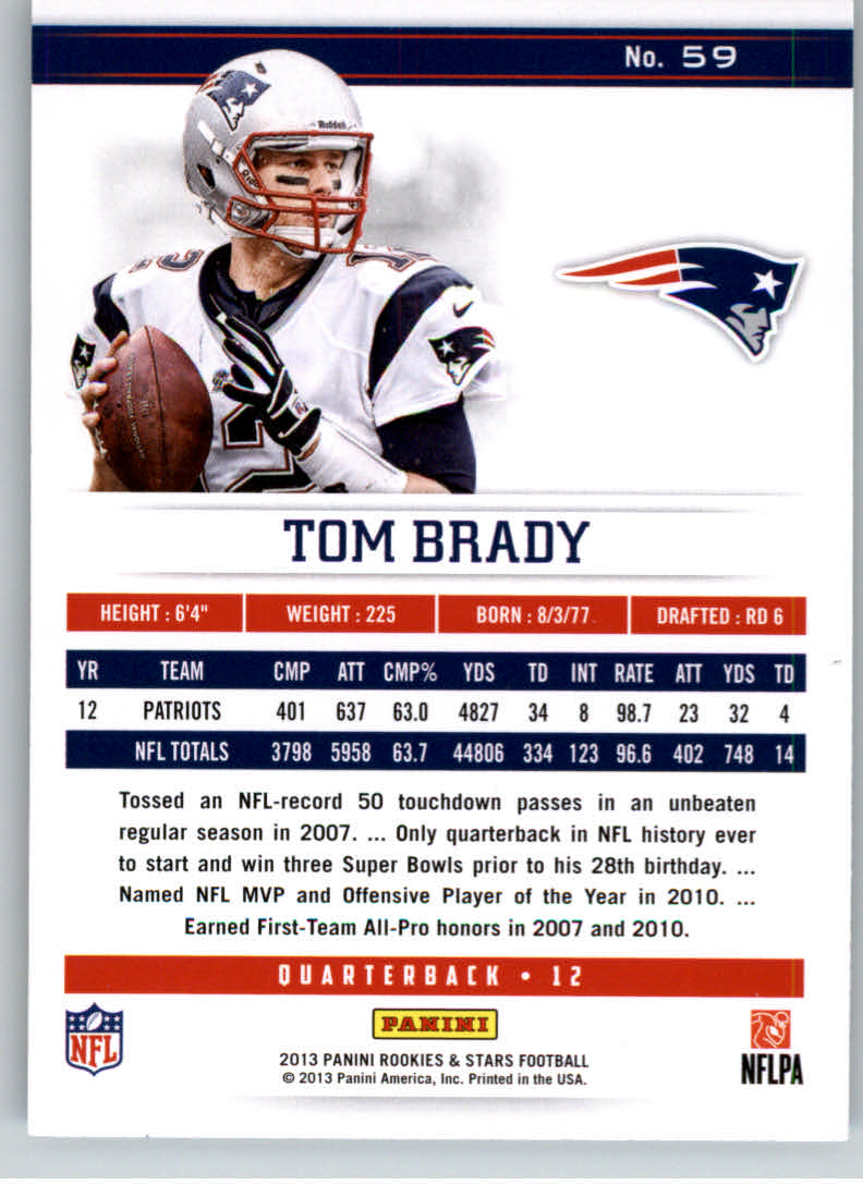 2013 Rookies and Stars #59 Tom Brady back image