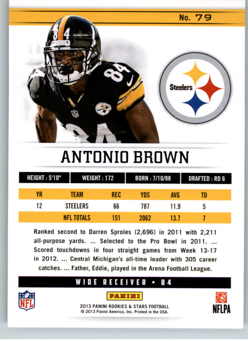 2013 Rookies and Stars #79 Antonio Brown back image