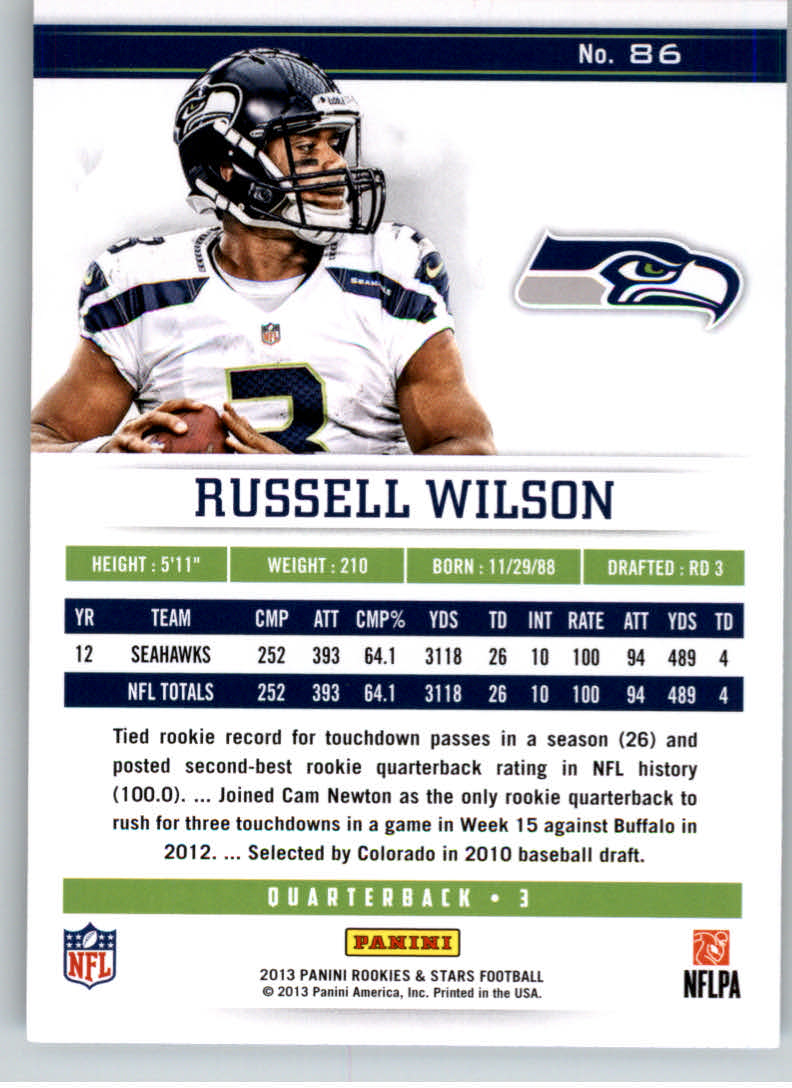 2013 Rookies and Stars #86 Russell Wilson back image
