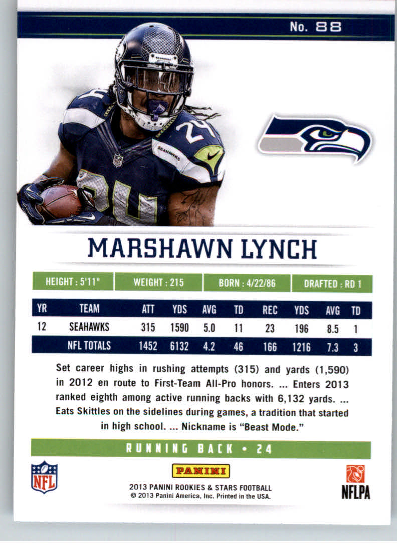 2013 Rookies and Stars #88 Marshawn Lynch back image