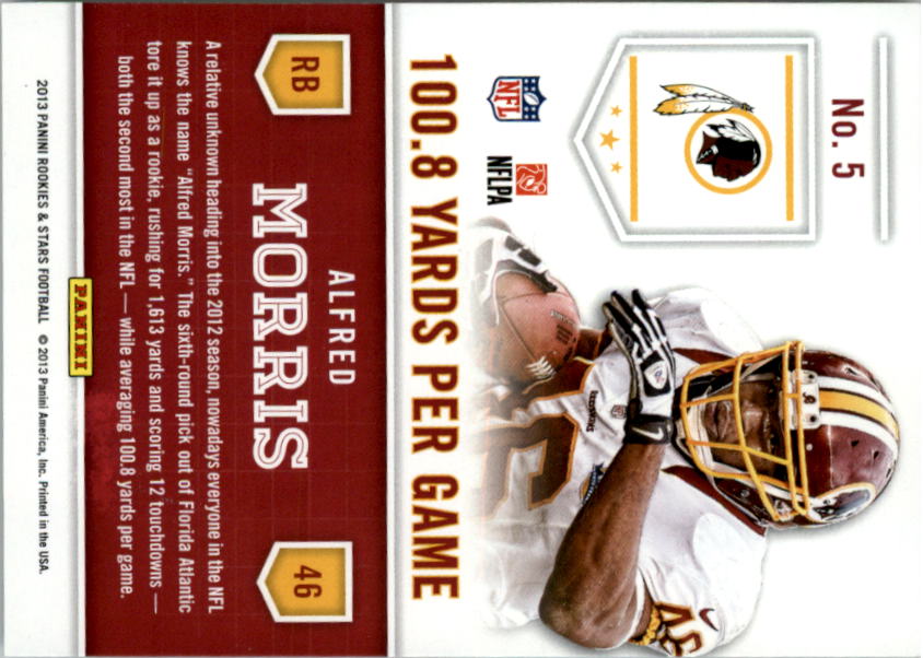 2013 Rookies and Stars Statistical Standouts #5 Alfred Morris back image