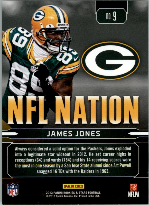 2013 Rookies and Stars NFL Nation #9 James Jones back image