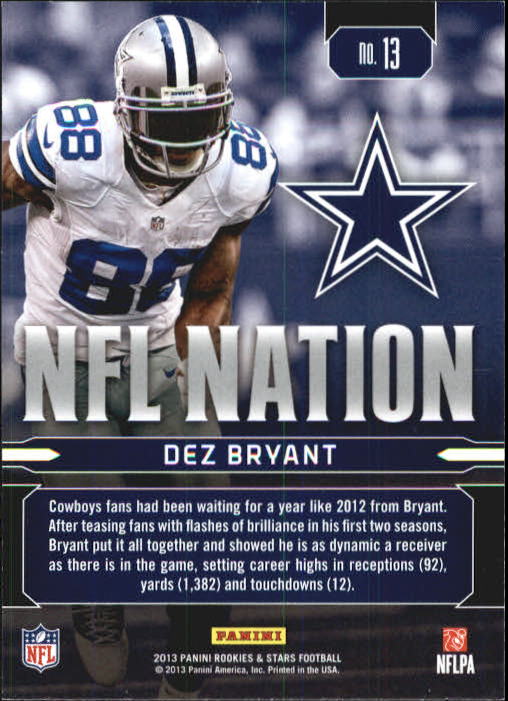 2013 Rookies and Stars NFL Nation #13 Dez Bryant back image