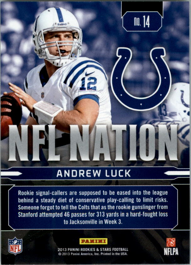 2013 Rookies and Stars NFL Nation #14 Andrew Luck back image