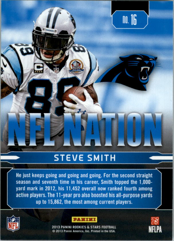 2013 Rookies and Stars NFL Nation #16 Steve Smith back image