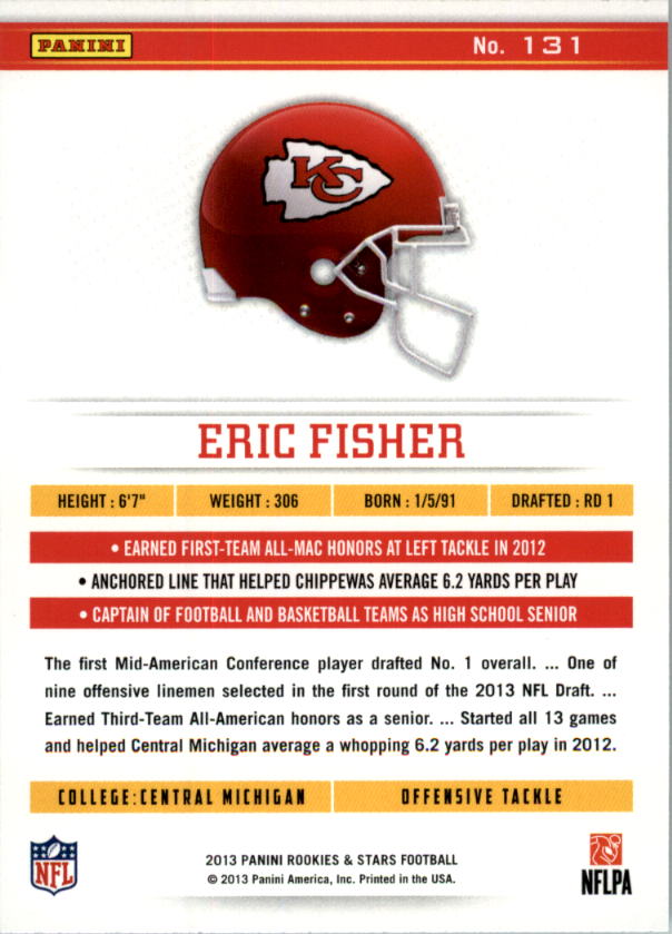 2013 Rookies and Stars Longevity Parallel #131 Eric Fisher back image