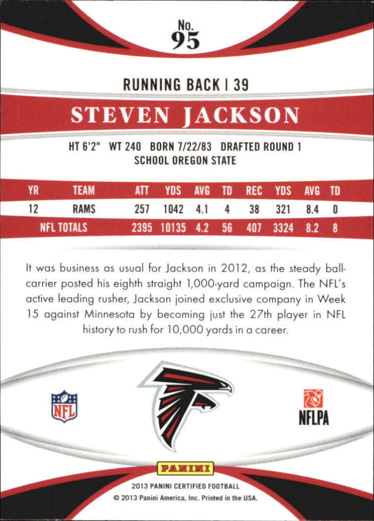2013 Certified #95 Steven Jackson back image