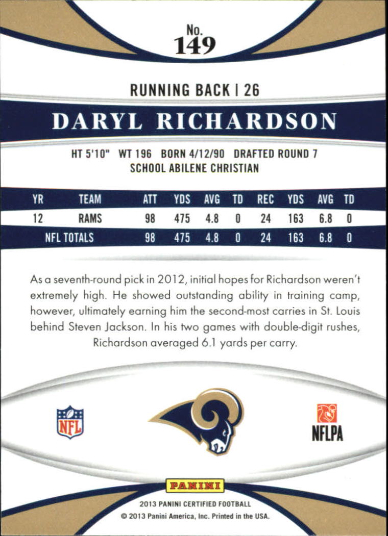 A7107- 2013 Certified Football Cards 1-150 +Inserts -You Pick- 15+ FREE US SHIP - Picture 291 of 298