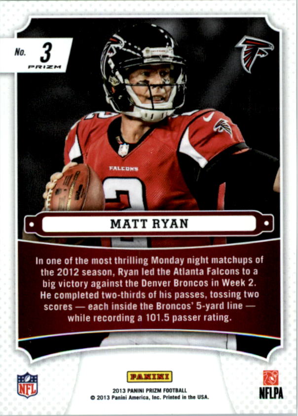 2013 Panini Prizm Monday Night Heroes Prizms Blue #3 Matt Ryan