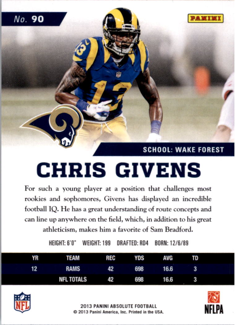 2013 Absolute #90 Chris Givens back image