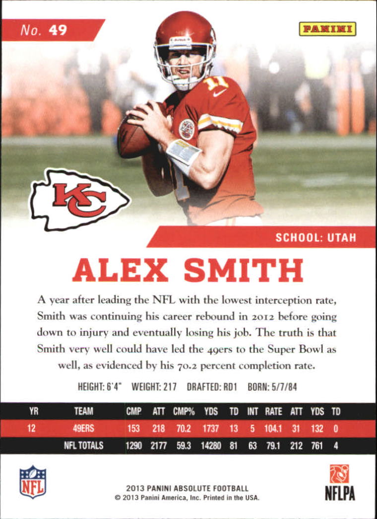 2013 Absolute Retail #49 Alex Smith back image