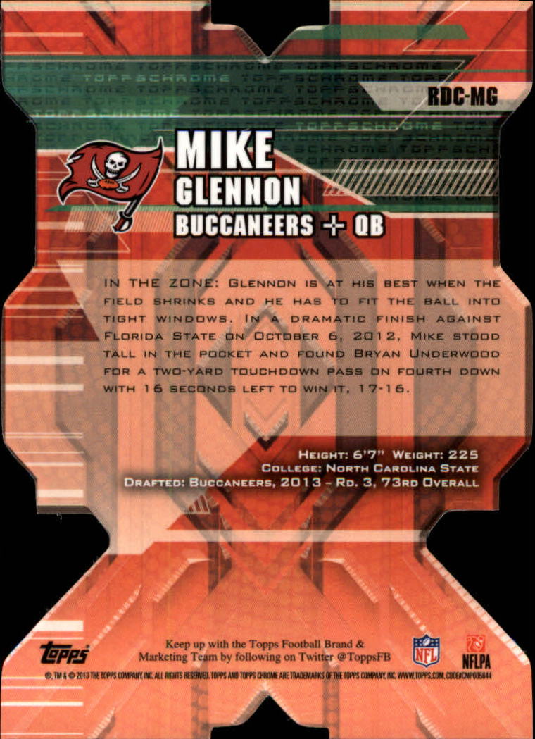2013 Topps Chrome Rookie Die Cuts #RDCMG Mike Glennon back image