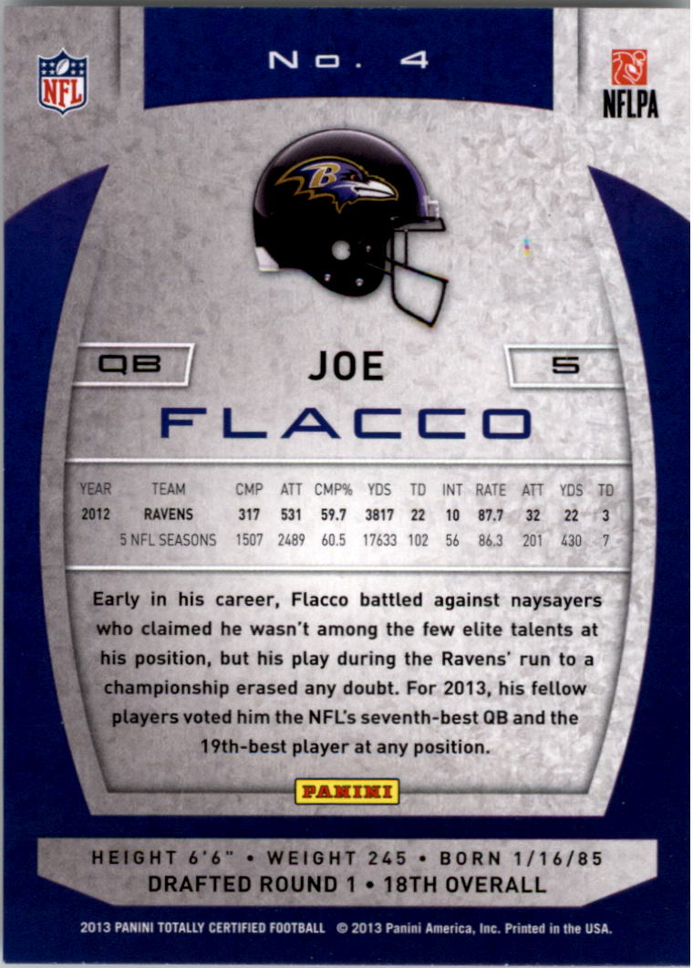 2013 Totally Certified #4 Joe Flacco back image
