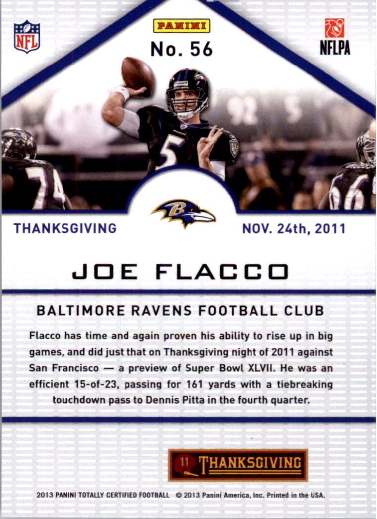 2013 Totally Certified #56 Joe Flacco TH back image