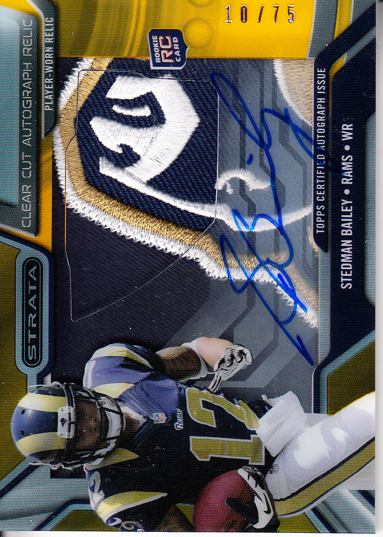 2013 Topps Strata Clear Cut Rookie Relic Autographs Gold #CCARSB Stedman Bailey