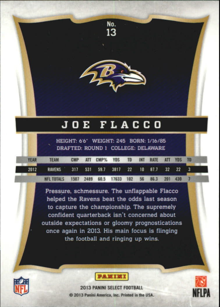 2013 Select #13 Joe Flacco back image