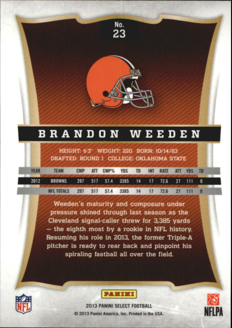 2013 Select #23 Brandon Weeden back image