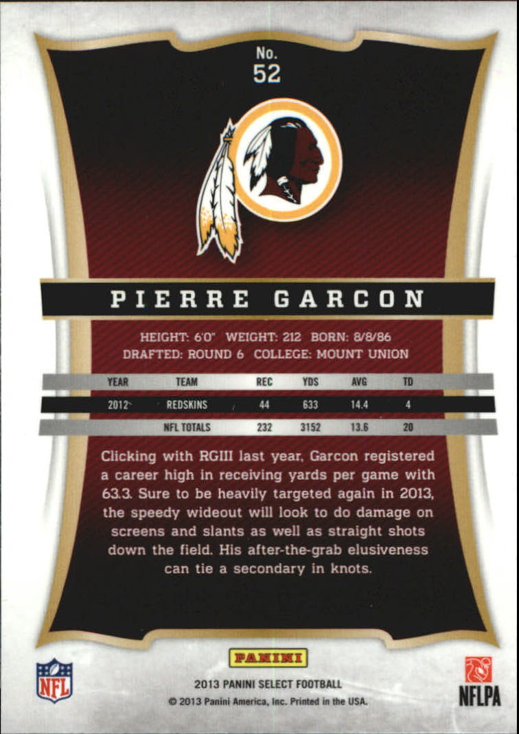 2013 Select #52 Pierre Garcon back image