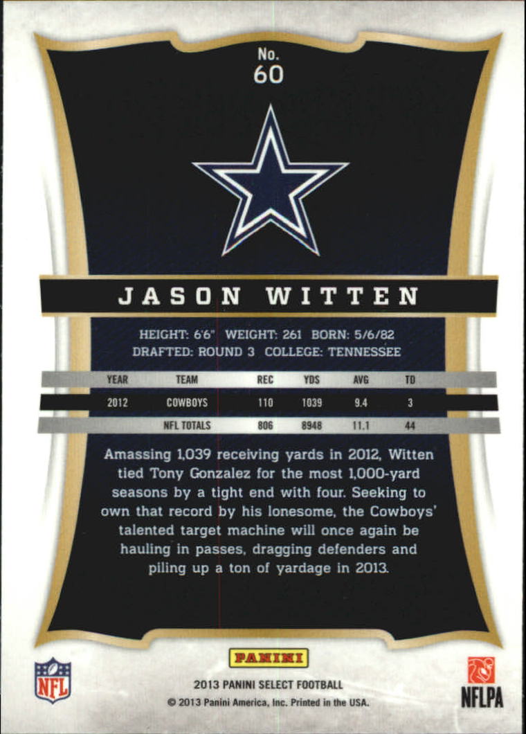 2013 Select #60 Jason Witten back image