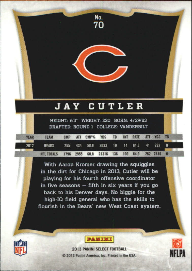 2013 Select #70 Jay Cutler back image