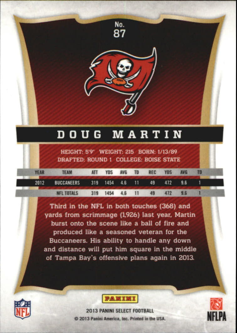 2013 Select #87 Doug Martin back image