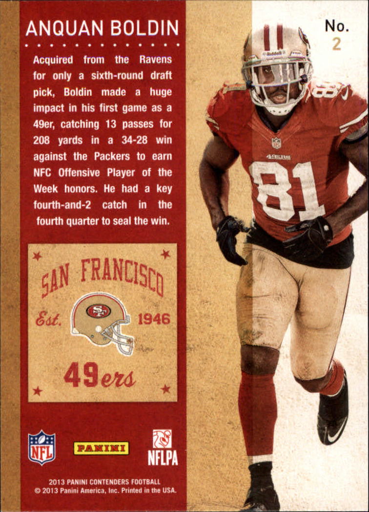 2013 Panini Contenders #2 Anquan Boldin back image
