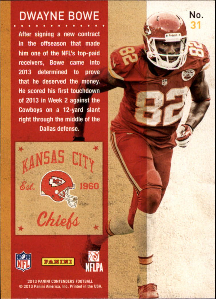 2013 Panini Contenders #31 Dwayne Bowe back image