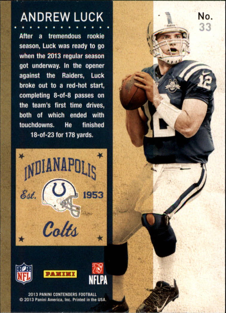 2013 Panini Contenders #33 Andrew Luck back image
