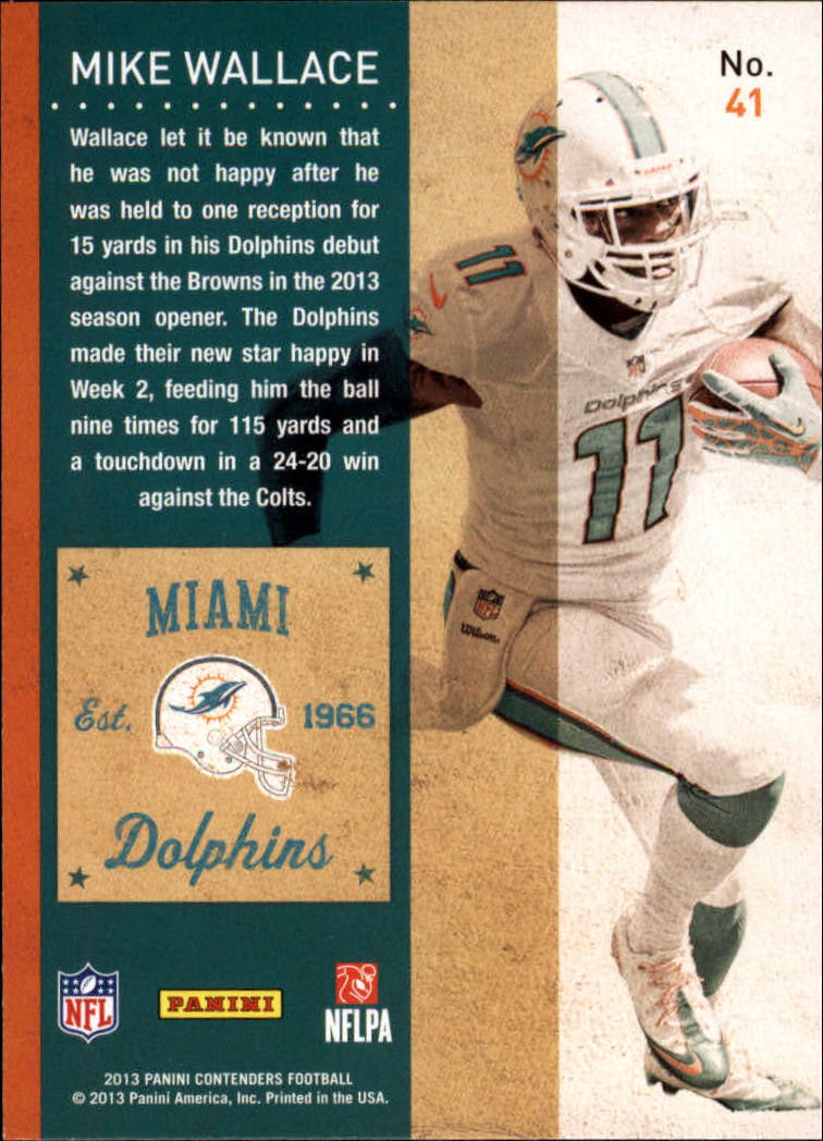 2013 Panini Contenders #41 Mike Wallace back image