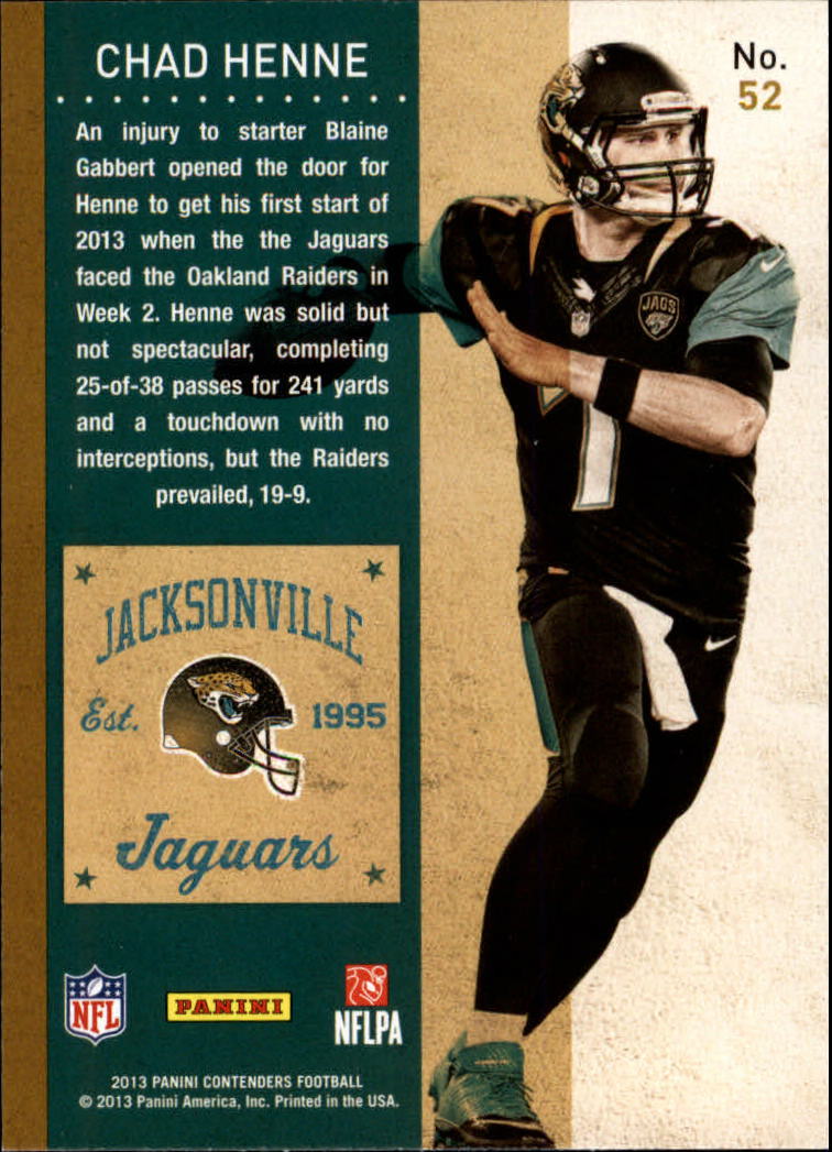 2013 Panini Contenders #52 Chad Henne back image