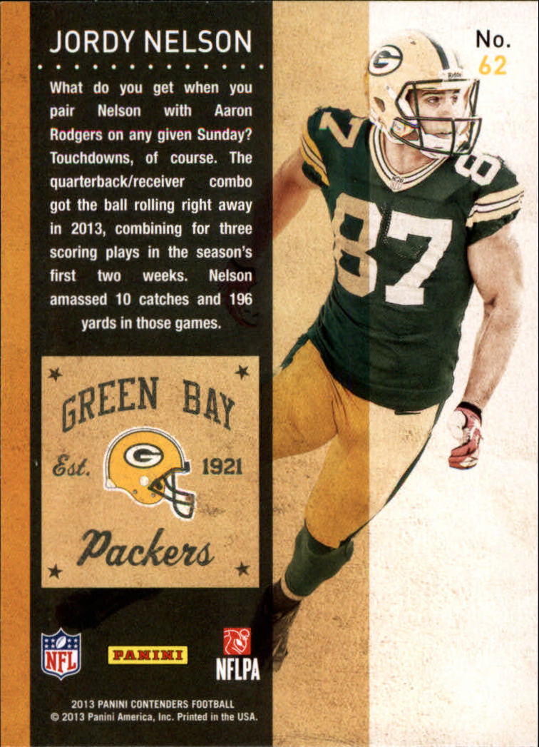 2013 Panini Contenders #62 Jordy Nelson back image